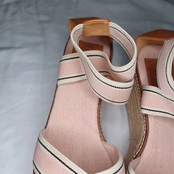 Women's Pink Tory Burch Blush Frieda Espadrille Platform Sandal sz 8.5 - Picture 3 of 16